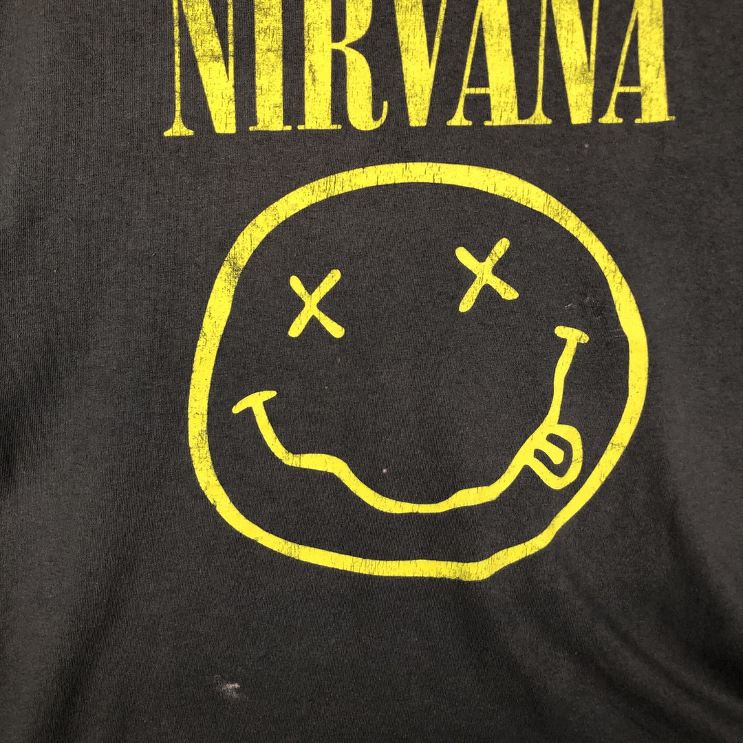 NIRVANA Nirvana Band T-shirt, Band T, Men's L size cotton Khaki type Vintage Second Hand