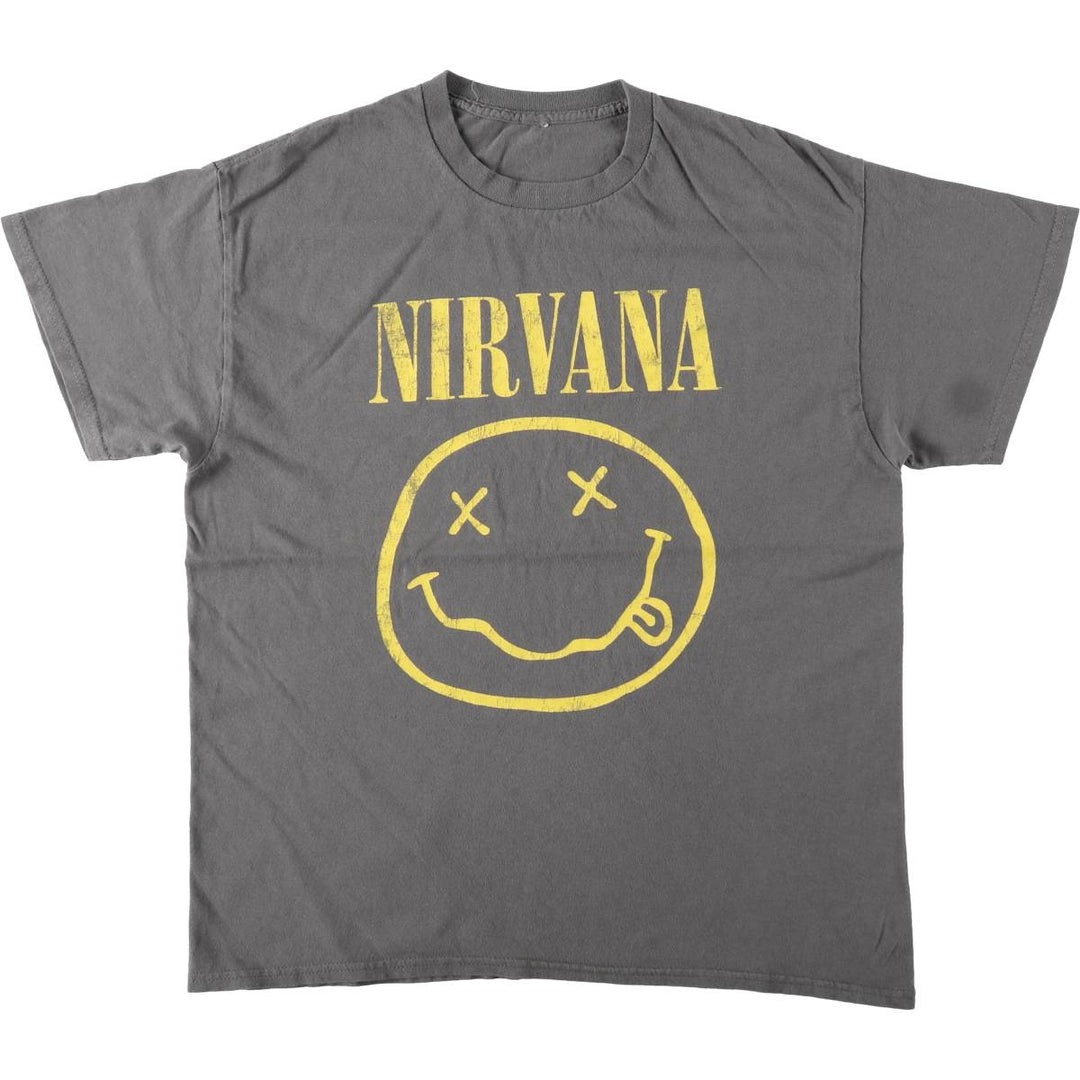 NIRVANA Nirvana Band T-shirt, Band T, Men's L size unclear gray type Vintage Second Hand