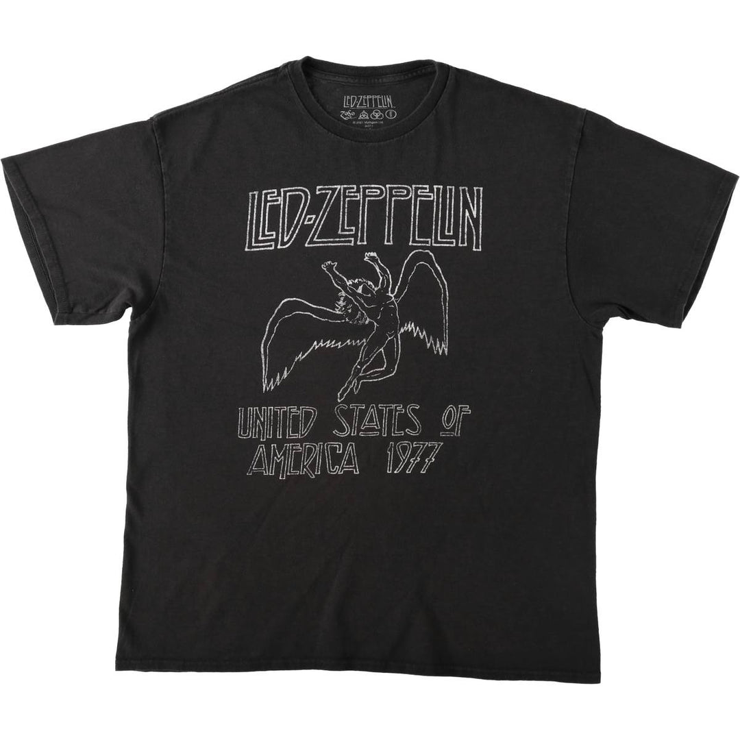 LED ZEPPELIN Led Zeppelin Band T-shirt Band T Men's L size cotton black type Vintage Second Hand