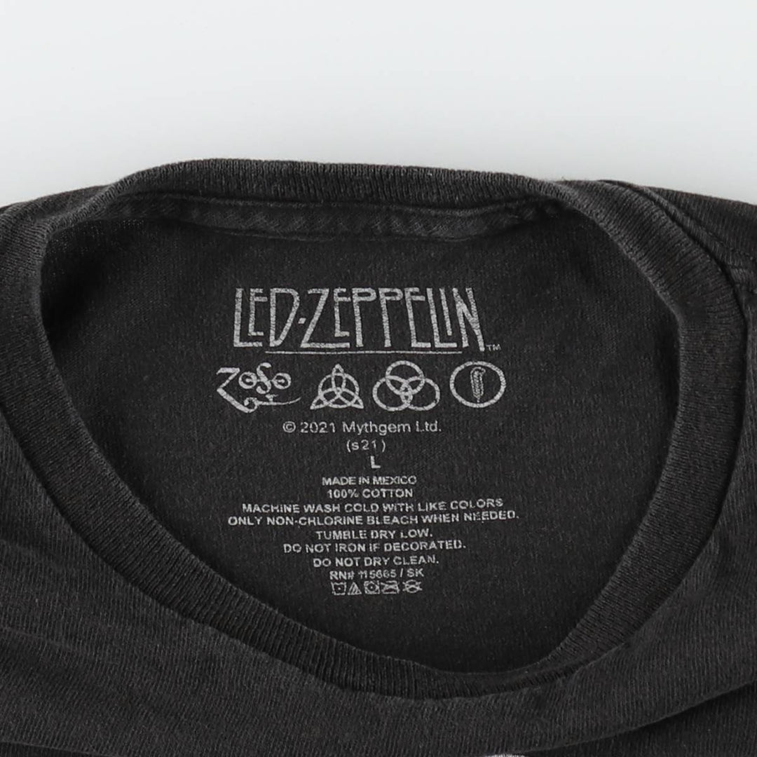 LED ZEPPELIN Led Zeppelin Band T-shirt Band T Men's L size cotton black type Vintage Second Hand