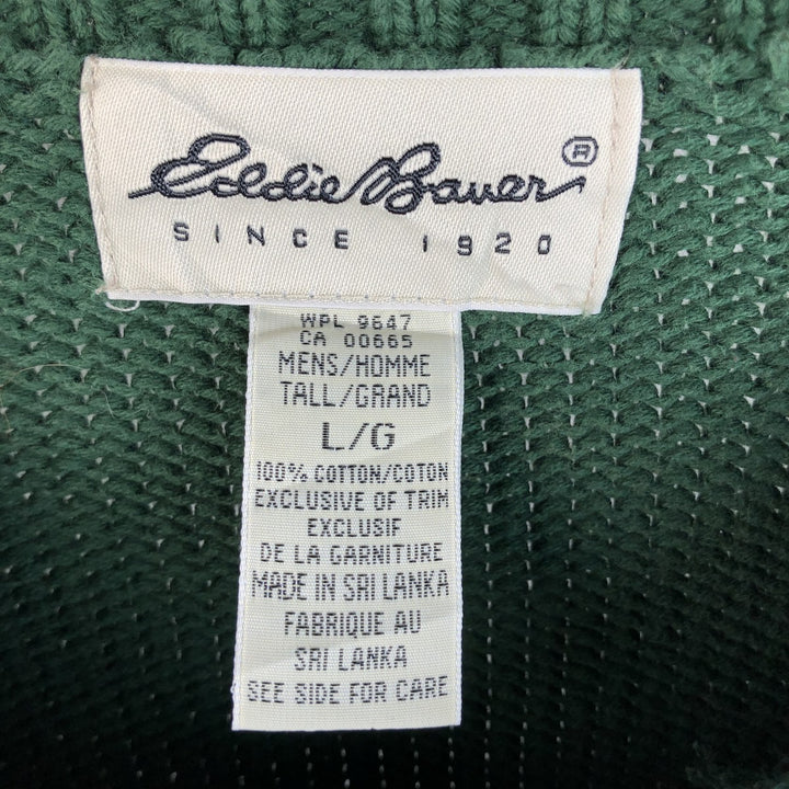 Vintage 90s-00'S Eddie Bauer cotton knit sweater, men's size L cotton green type Vintage Second Hand