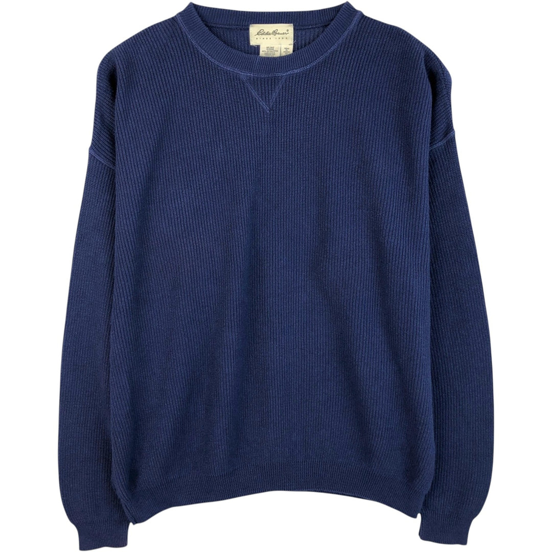 90'S Eddie Bauer Cotton Knit Sweater Made in USA Men's XL Vintage cotton navy blue type Vintage Second Hand