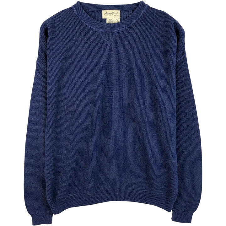 90'S Eddie Bauer Cotton Knit Sweater Made in USA Men's XL Vintage cotton navy blue type Vintage Second Hand