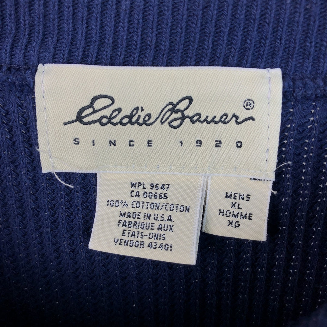 90'S Eddie Bauer Cotton Knit Sweater Made in USA Men's XL Vintage cotton navy blue type Vintage Second Hand
