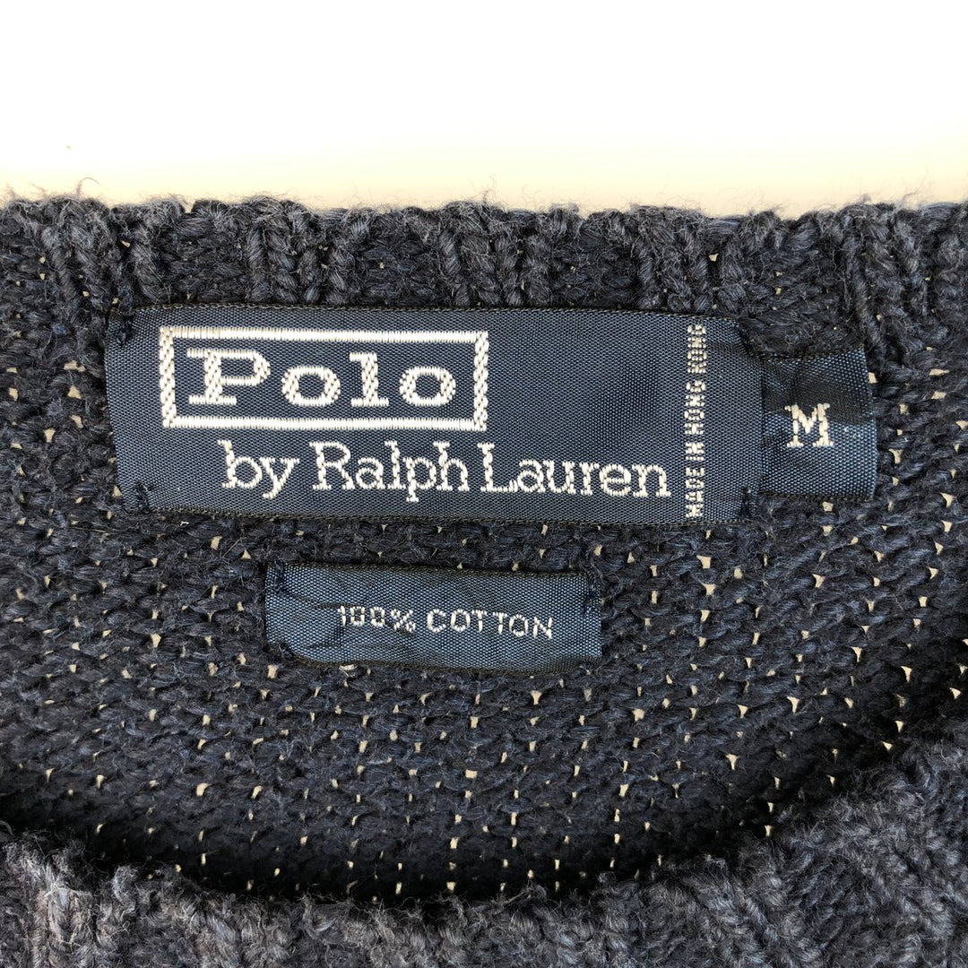 Ralph Lauren POLO by Ralph Lauren Cotton Knit Sweater Men's M Size cotton navy blue type Vintage Second Hand