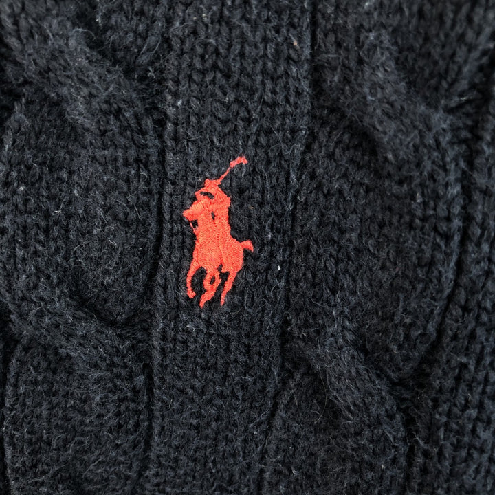Ralph Lauren POLO RALPH LAUREN Cable knit cotton sweater Men's XL size cotton navy blue type Vintage Second Hand