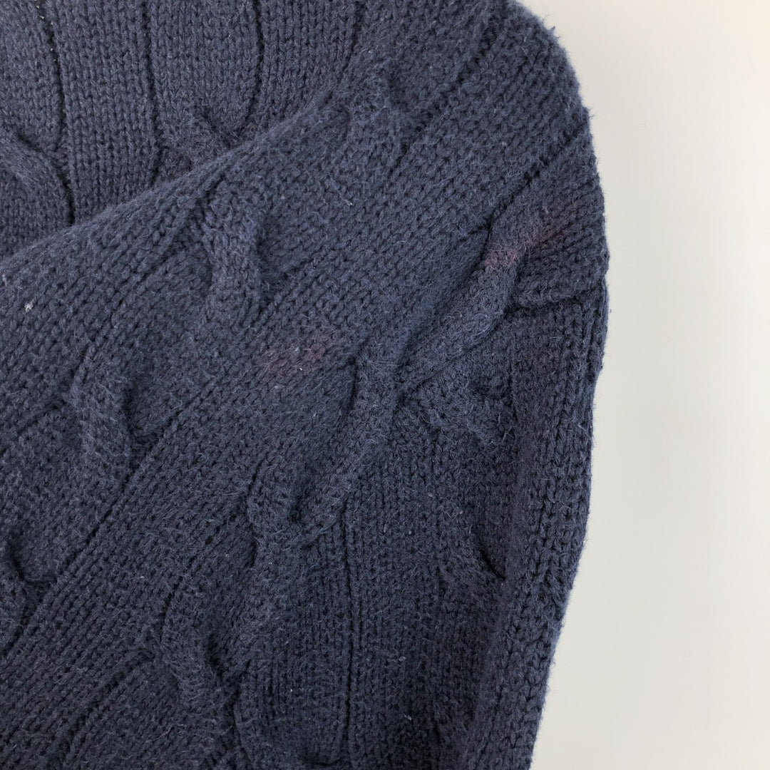 Ralph Lauren POLO RALPH LAUREN Cable knit cotton sweater Men's XL size cotton navy blue type Vintage Second Hand