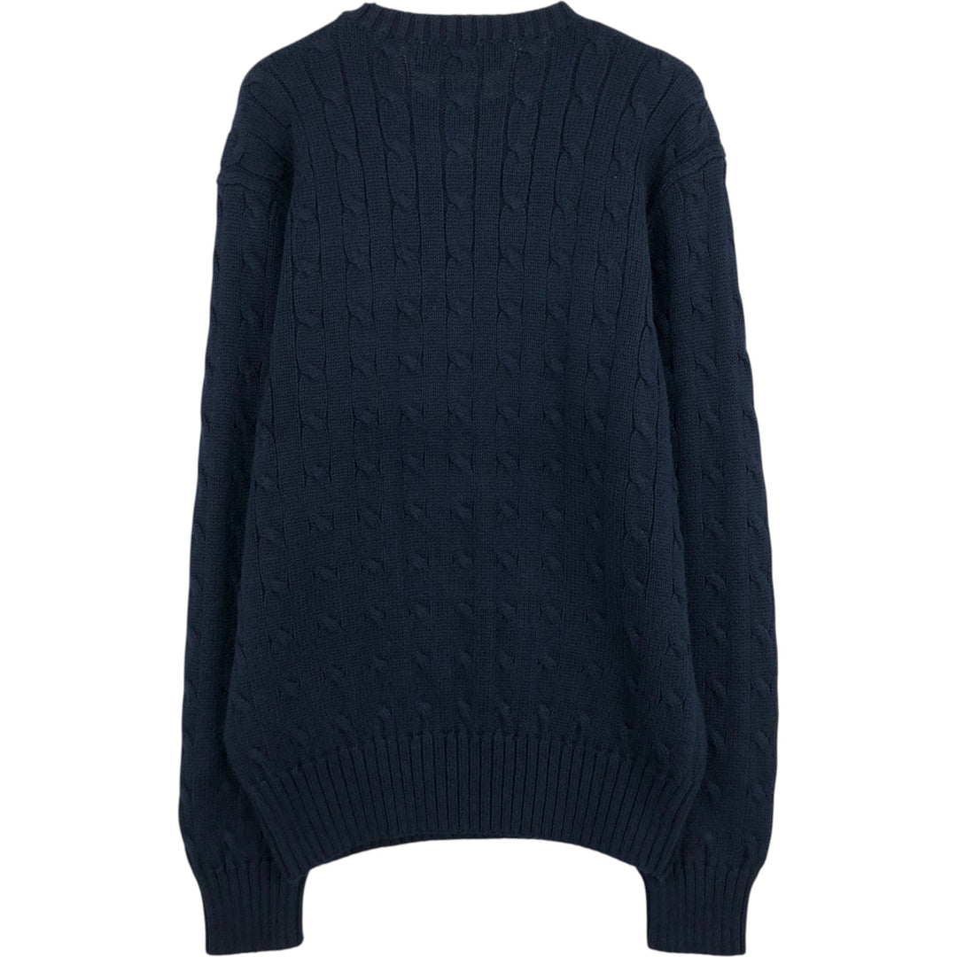 Ralph Lauren POLO by Ralph Lauren Cable Knit Cotton Sweater, Men's Size S (approx.) cotton navy blue type Vintage Second Hand