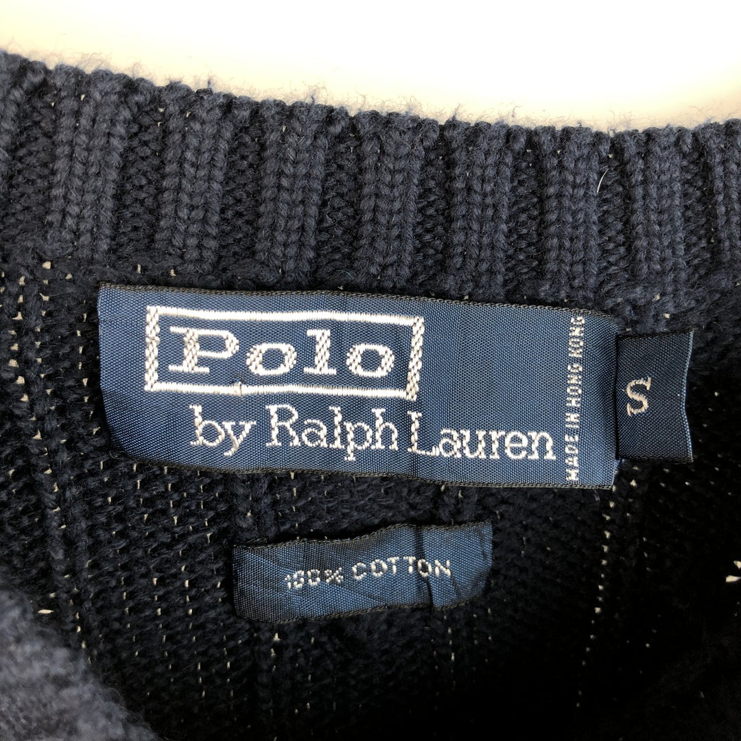 Ralph Lauren POLO by Ralph Lauren Cable Knit Cotton Sweater, Men's Size S (approx.) cotton navy blue type Vintage Second Hand