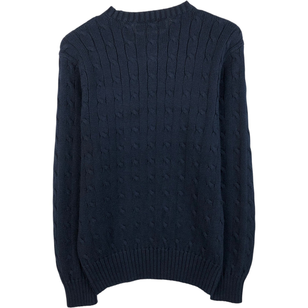Ralph Lauren POLO by Ralph Lauren Cable Knit Cotton Sweater, Men's Size S (approx.) cotton navy blue type Vintage Second Hand