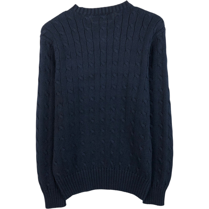 Ralph Lauren POLO by Ralph Lauren Cable Knit Cotton Sweater, Men's Size S (approx.) cotton navy blue type Vintage Second Hand