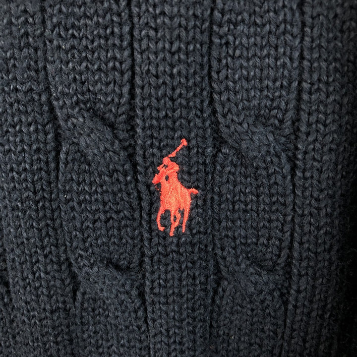 Ralph Lauren POLO by Ralph Lauren Cable Knit Cotton Sweater, Men's Size S (approx.) cotton navy blue type Vintage Second Hand