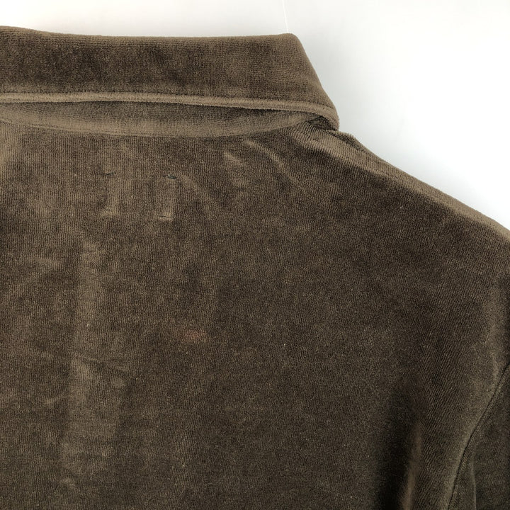 90s-00'S Vintage Calvin Klein Velour Long Sleeve Polo Shirt, Men's Size Medium unclear Khaki type brown Vintage Second Hand
