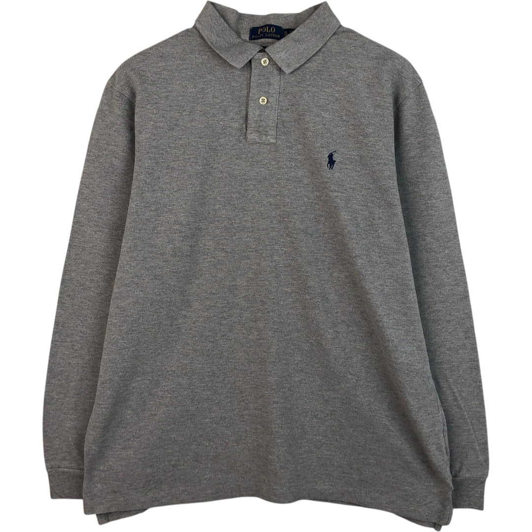 Ralph Lauren POLO RALPH LAUREN CUSTOM SLIM FIT long-sleeved polo shirt, men's size XL cotton gray type Vintage Second Hand