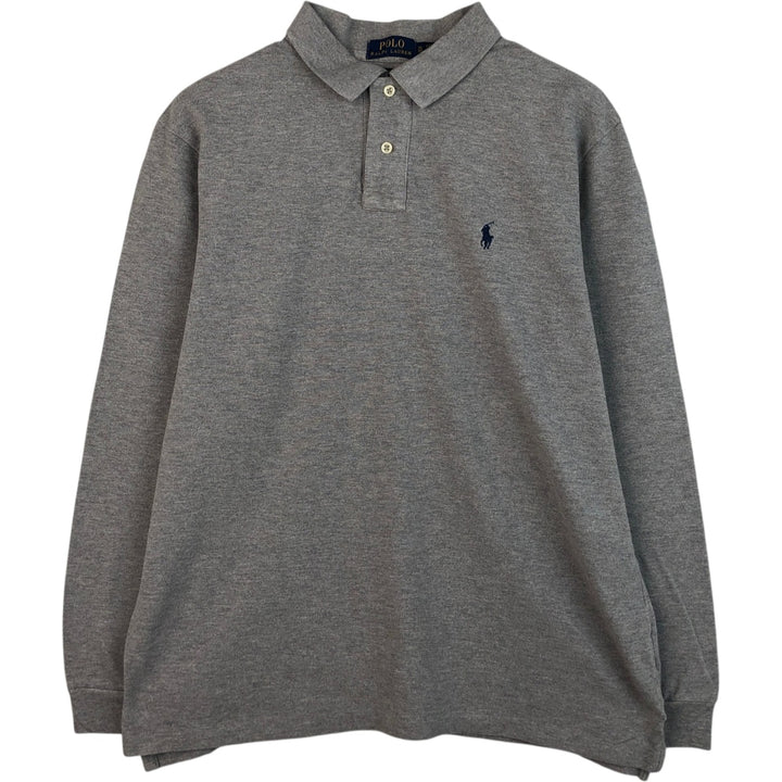 Ralph Lauren POLO RALPH LAUREN CUSTOM SLIM FIT long-sleeved polo shirt, men's size XL cotton gray type Vintage Second Hand