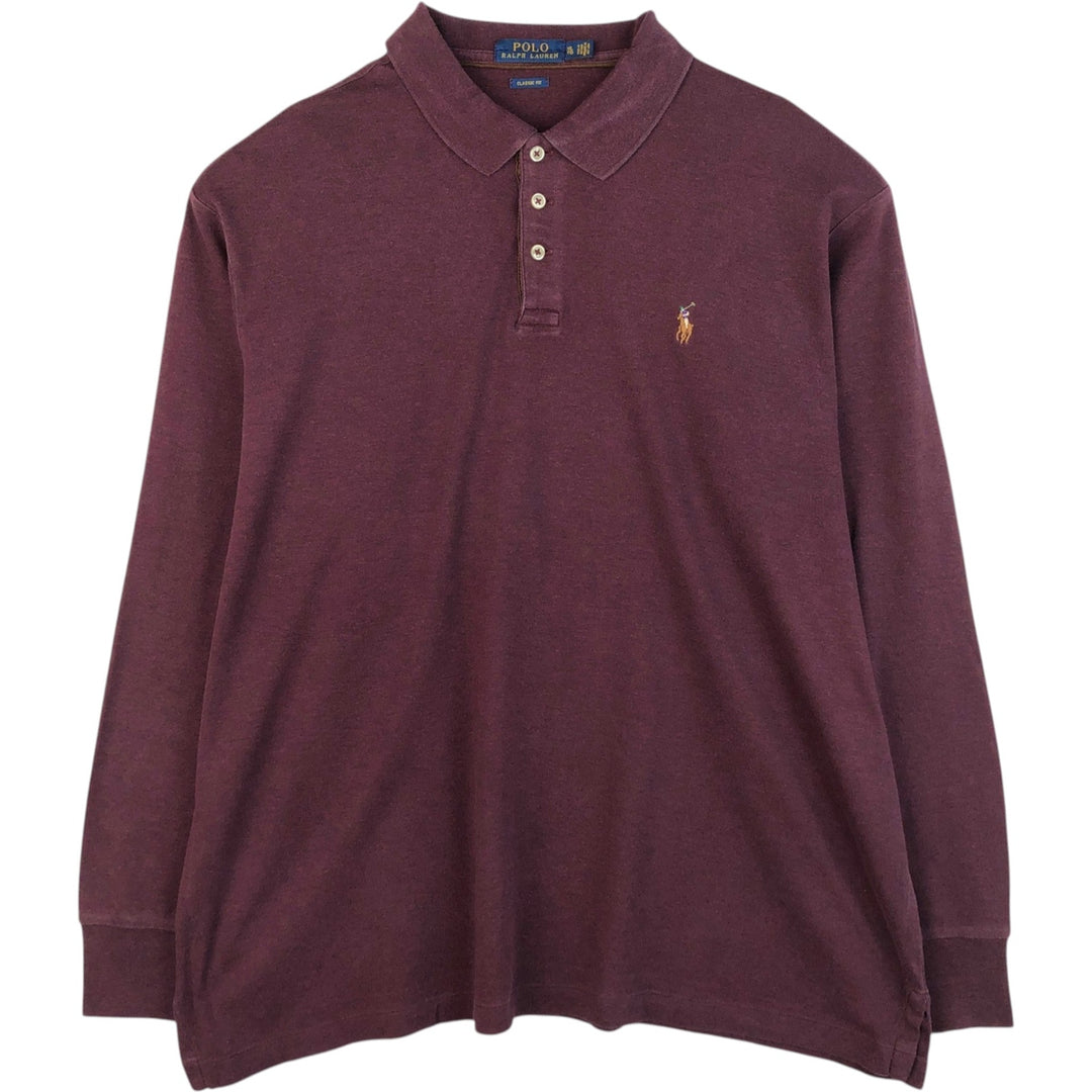 Ralph Lauren POLO RALPH LAUREN CLASSIC FIT long sleeve polo shirt men's XL equivalent cotton brown type Vintage Second Hand