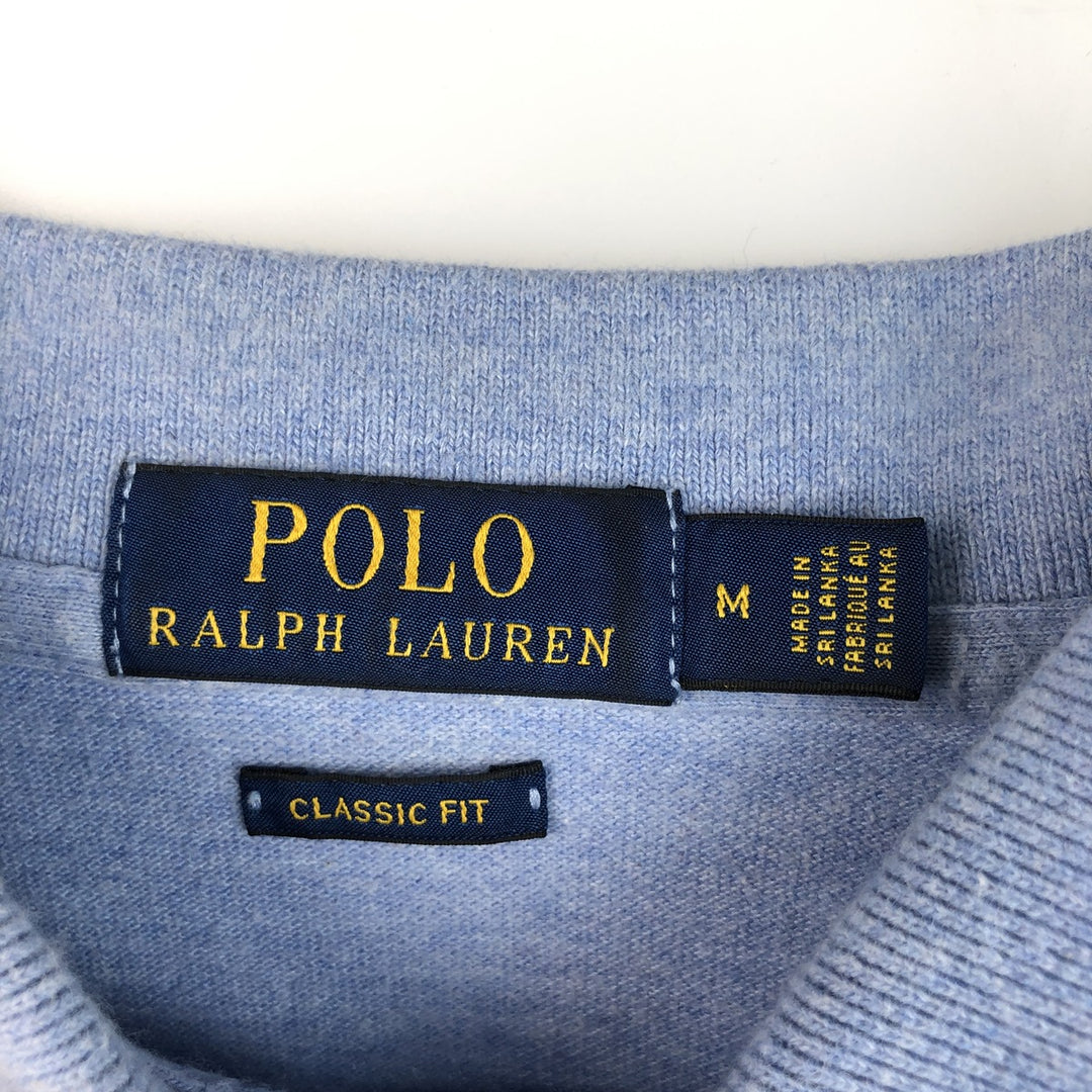 Ralph Lauren POLO RALPH LAUREN CLASSIC FIT long sleeve polo shirt for men, size M cotton Blue type light blue Vintage Second Hand