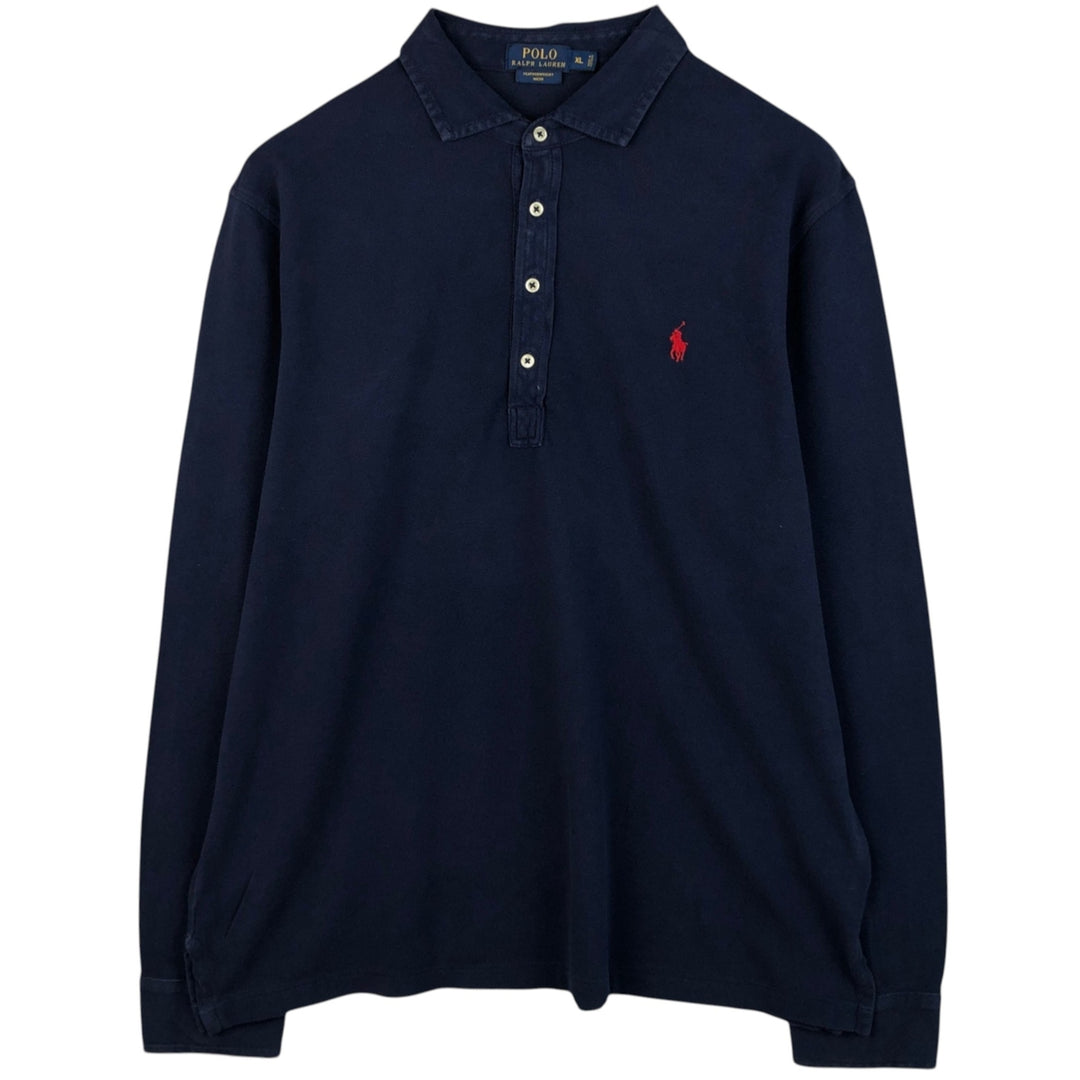 Ralph Lauren Polo Ralph Lauren Featherweight Long Sleeve Polo Shirt Men's XL cotton navy blue type Vintage Second Hand