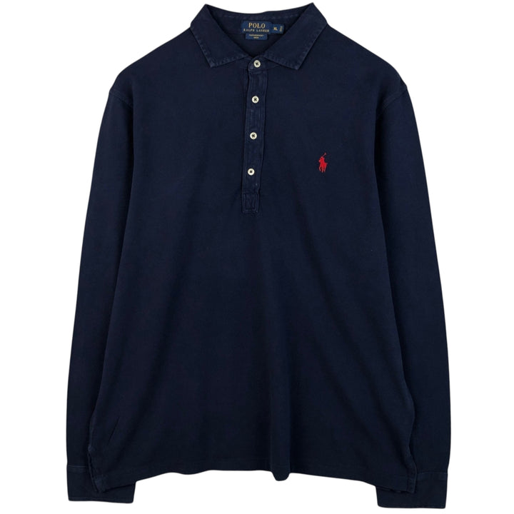 Ralph Lauren Polo Ralph Lauren Featherweight Long Sleeve Polo Shirt Men's XL cotton navy blue type Vintage Second Hand