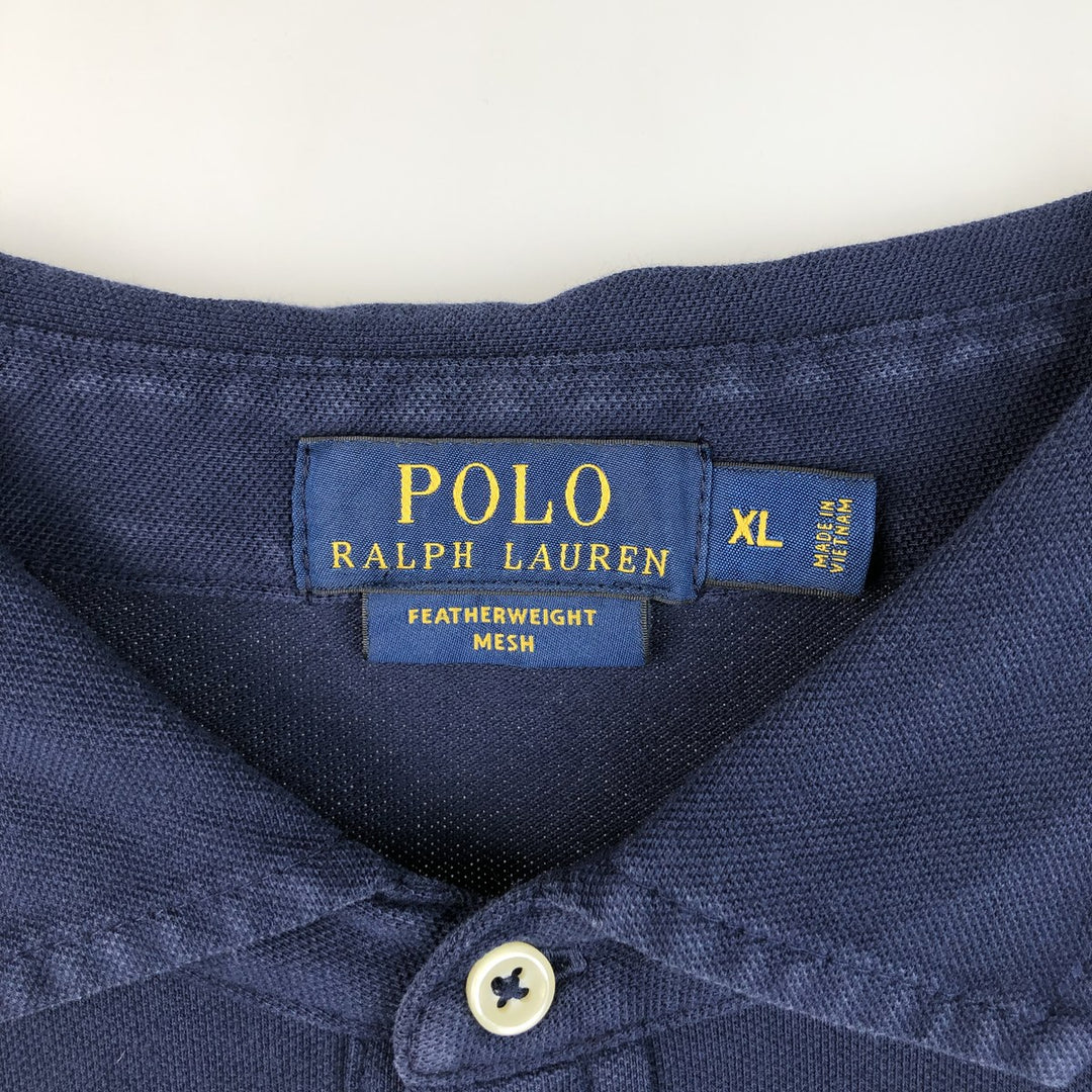 Ralph Lauren Polo Ralph Lauren Featherweight Long Sleeve Polo Shirt Men's XL cotton navy blue type Vintage Second Hand