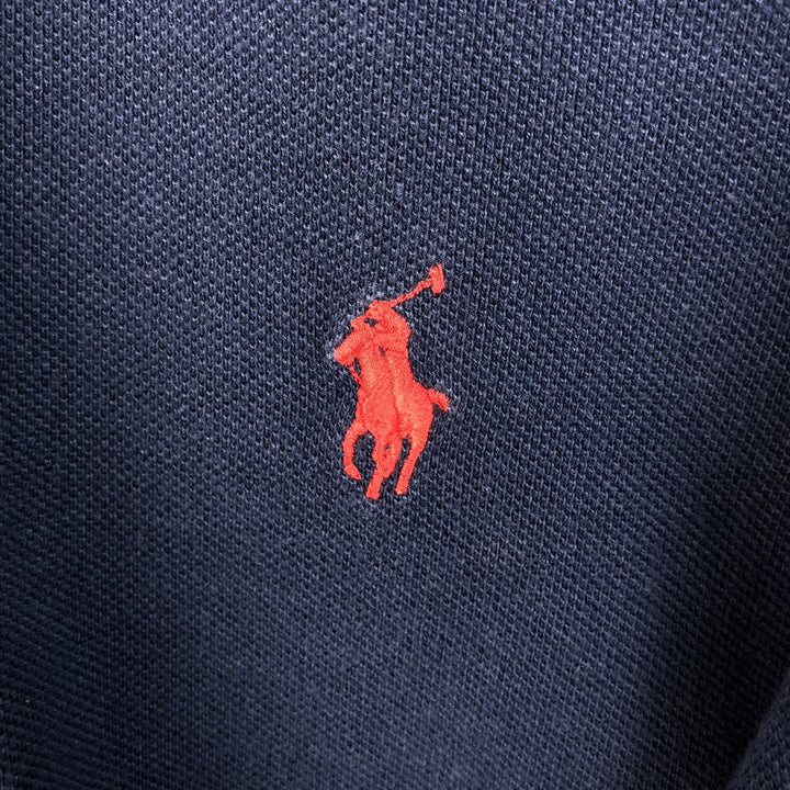 Ralph Lauren POLO RALPH LAUREN CUSTOM FIT long sleeve polo shirt, men's size XXL cotton navy blue type Vintage Second Hand