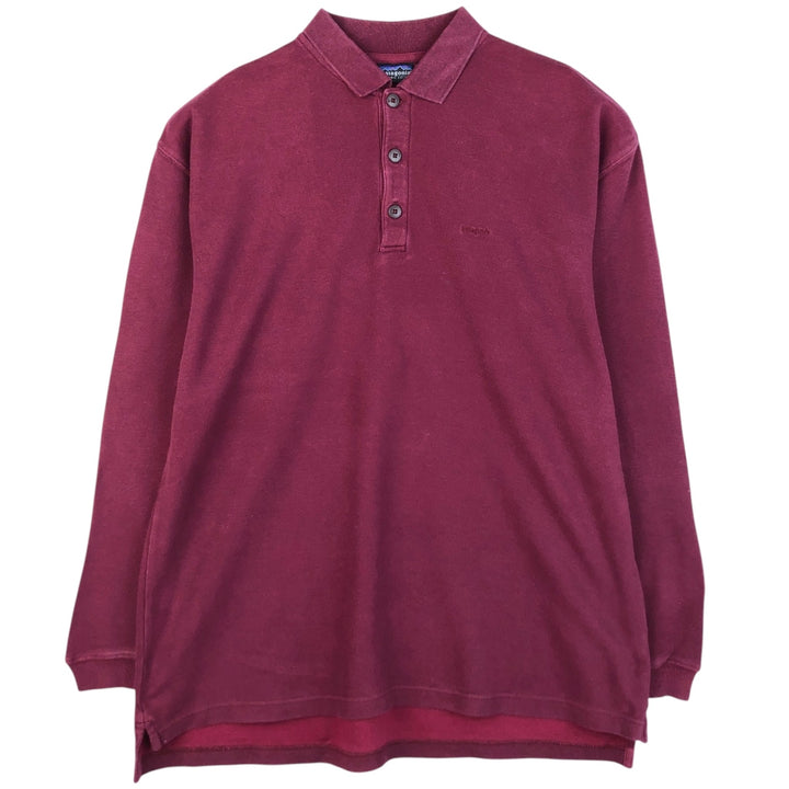 90'S Patagonia 52832F96 Long Sleeve Polo Shirt, Men's Size L, Vintage cotton Red type red-purple Vintage Second Hand