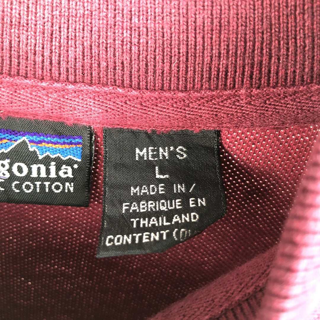 90'S Patagonia 52832F96 Long Sleeve Polo Shirt, Men's Size L, Vintage cotton Red type red-purple Vintage Second Hand