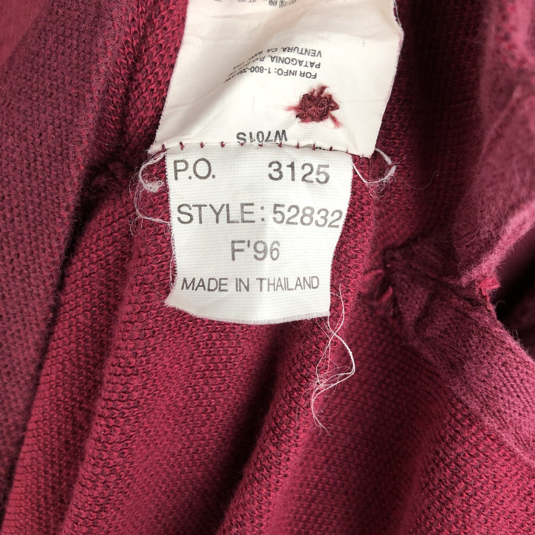 90'S Patagonia 52832F96 Long Sleeve Polo Shirt, Men's Size L, Vintage cotton Red type red-purple Vintage Second Hand