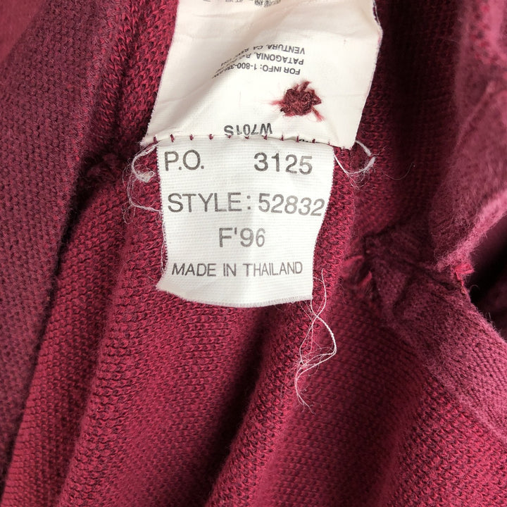 90'S Patagonia 52832F96 Long Sleeve Polo Shirt, Men's Size L, Vintage cotton Red type red-purple Vintage Second Hand