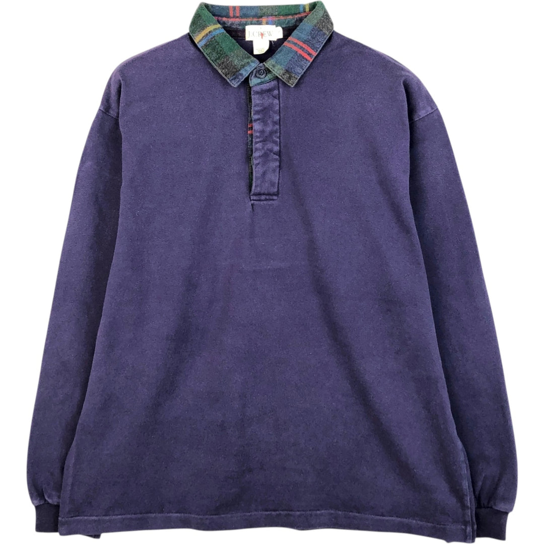 90'S J.Crew long-sleeved polo shirt, men's size small, vintage cotton navy blue type Vintage Second Hand