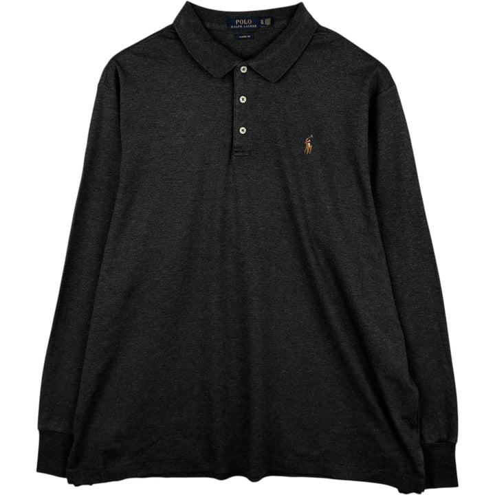 Ralph Lauren POLO RALPH LAUREN CLASSIC FIT long sleeve polo shirt men's XL equivalent cotton Charcoal Vintage Second Hand