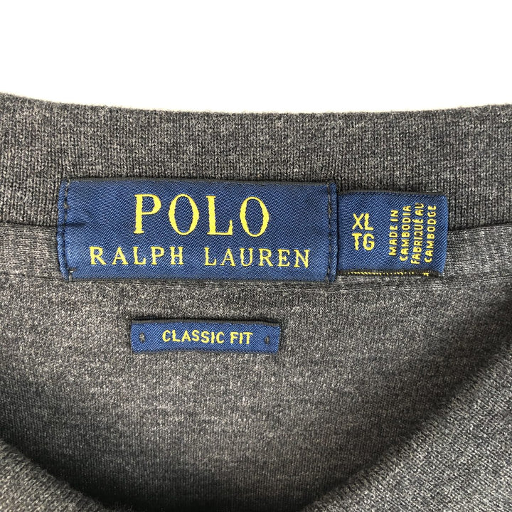 Ralph Lauren POLO RALPH LAUREN CLASSIC FIT long sleeve polo shirt men's XL equivalent cotton Charcoal Vintage Second Hand