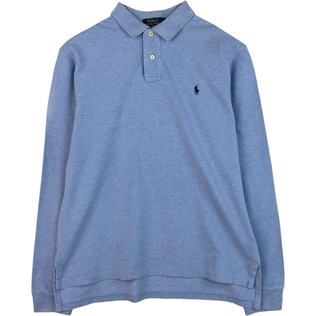 Ralph Lauren POLO RALPH LAUREN CUSTOM FIT long sleeve polo shirt men's size L cotton Blue type light blue Vintage Second Hand