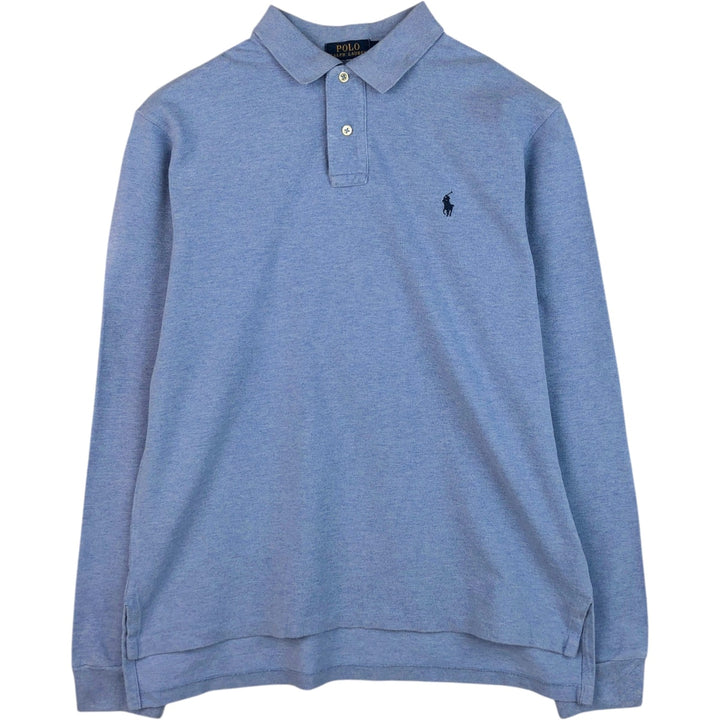 Ralph Lauren POLO RALPH LAUREN CUSTOM FIT long sleeve polo shirt men's size L cotton Blue type light blue Vintage Second Hand