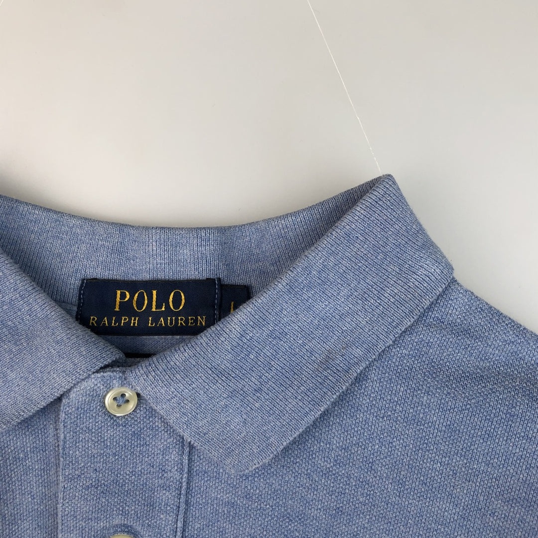 Ralph Lauren POLO RALPH LAUREN CUSTOM FIT long sleeve polo shirt men's size L cotton Blue type light blue Vintage Second Hand