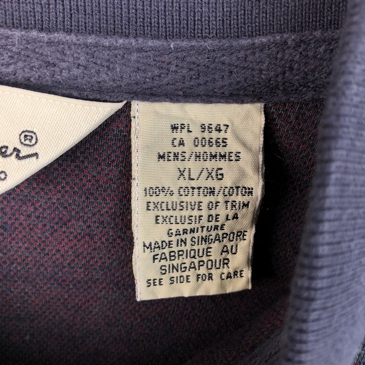 Vintage 1990'S Eddie Bauer all-over print long-sleeved polo shirt, men's size XL cotton Charcoal Vintage Second Hand