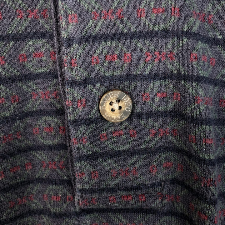 Vintage 1990'S Eddie Bauer all-over print long-sleeved polo shirt, men's size XL cotton Charcoal Vintage Second Hand