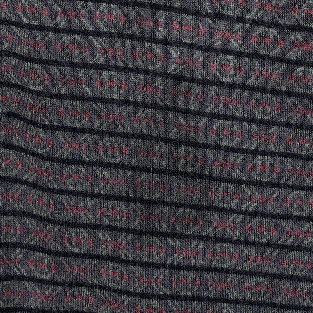 Vintage 1990'S Eddie Bauer all-over print long-sleeved polo shirt, men's size XL cotton Charcoal Vintage Second Hand