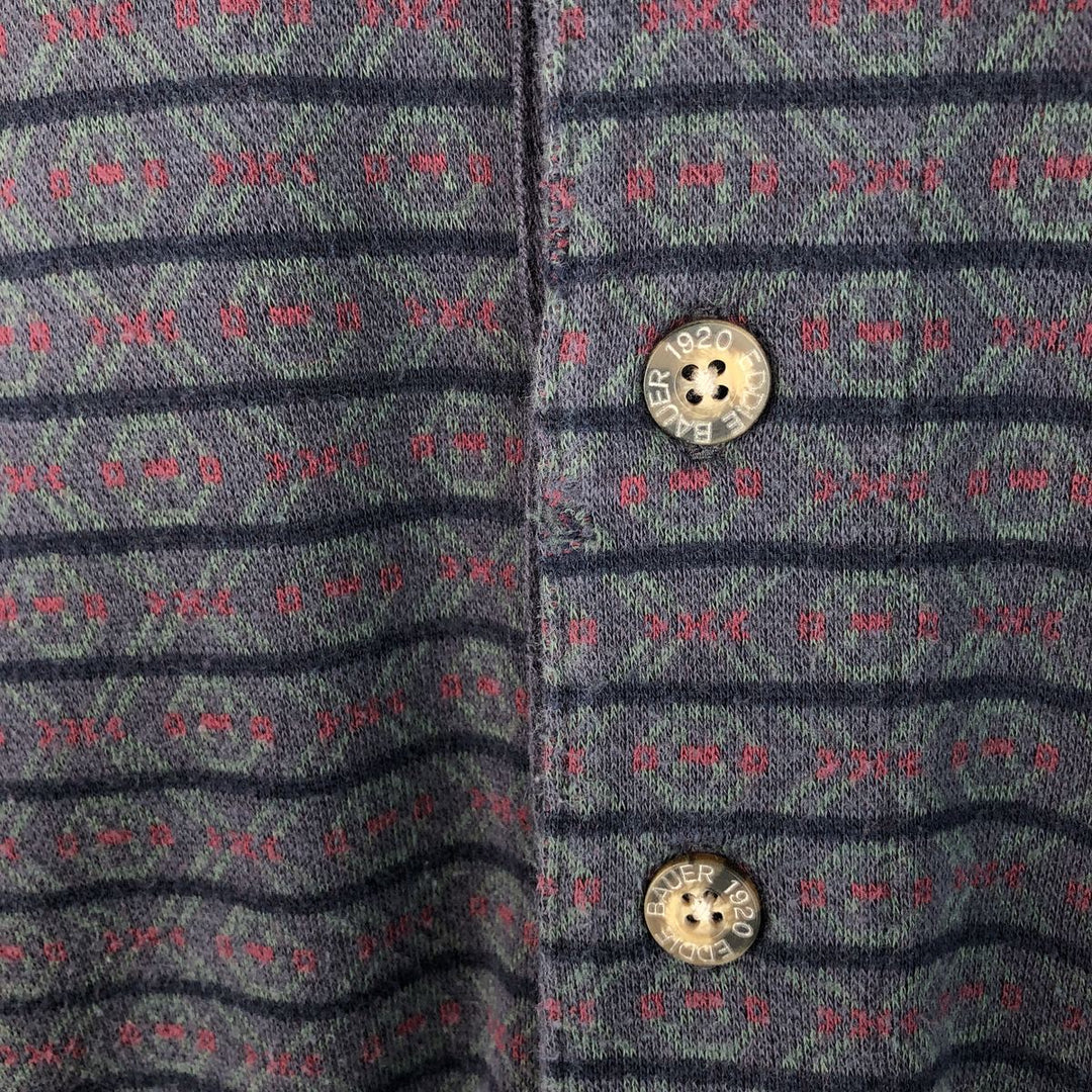 Vintage 1990'S Eddie Bauer all-over print long-sleeved polo shirt, men's size XL cotton Charcoal Vintage Second Hand