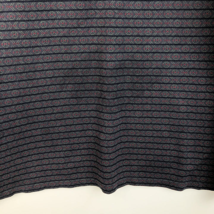 Vintage 1990'S Eddie Bauer all-over print long-sleeved polo shirt, men's size XL cotton Charcoal Vintage Second Hand