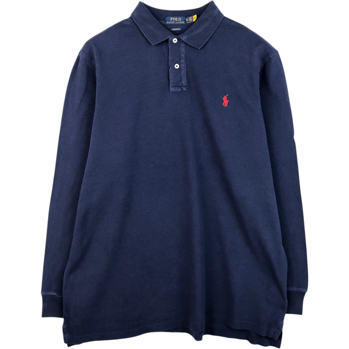 Ralph Lauren POLO RALPH LAUREN CLASSIC FIT long sleeve polo shirt men's XL equivalent cotton navy blue type Vintage Second Hand