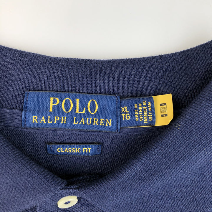 Ralph Lauren POLO RALPH LAUREN CLASSIC FIT long sleeve polo shirt men's XL equivalent cotton navy blue type Vintage Second Hand
