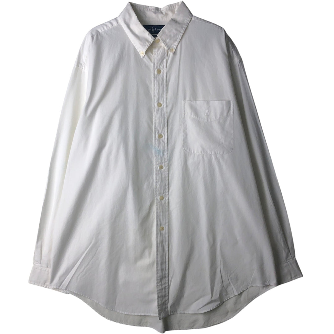 Ralph Lauren YARMOUTH long sleeve button down shirt, men's XL size cotton white type Vintage Second Hand