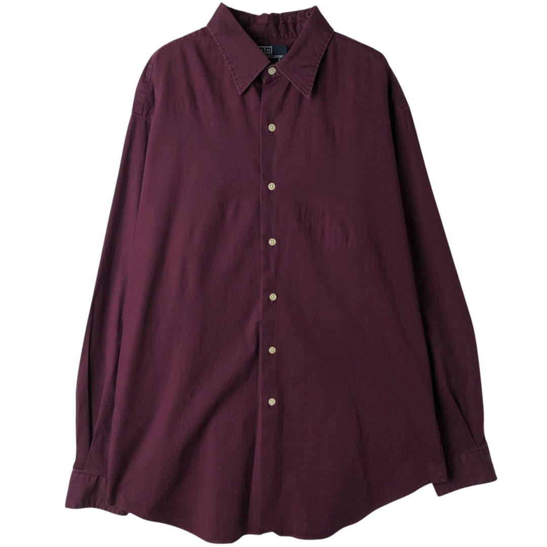 Ralph Lauren POLO by Ralph Lauren CROSS long-sleeved cotton shirt, men's size XL cotton wine-red Vintage Second Hand