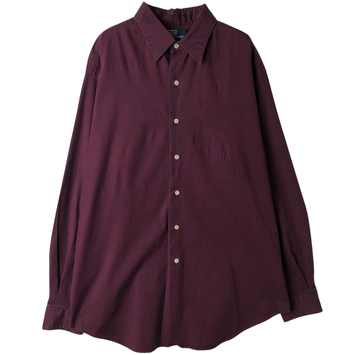Ralph Lauren POLO by Ralph Lauren CROSS long-sleeved cotton shirt, men's size XL cotton wine-red Vintage Second Hand