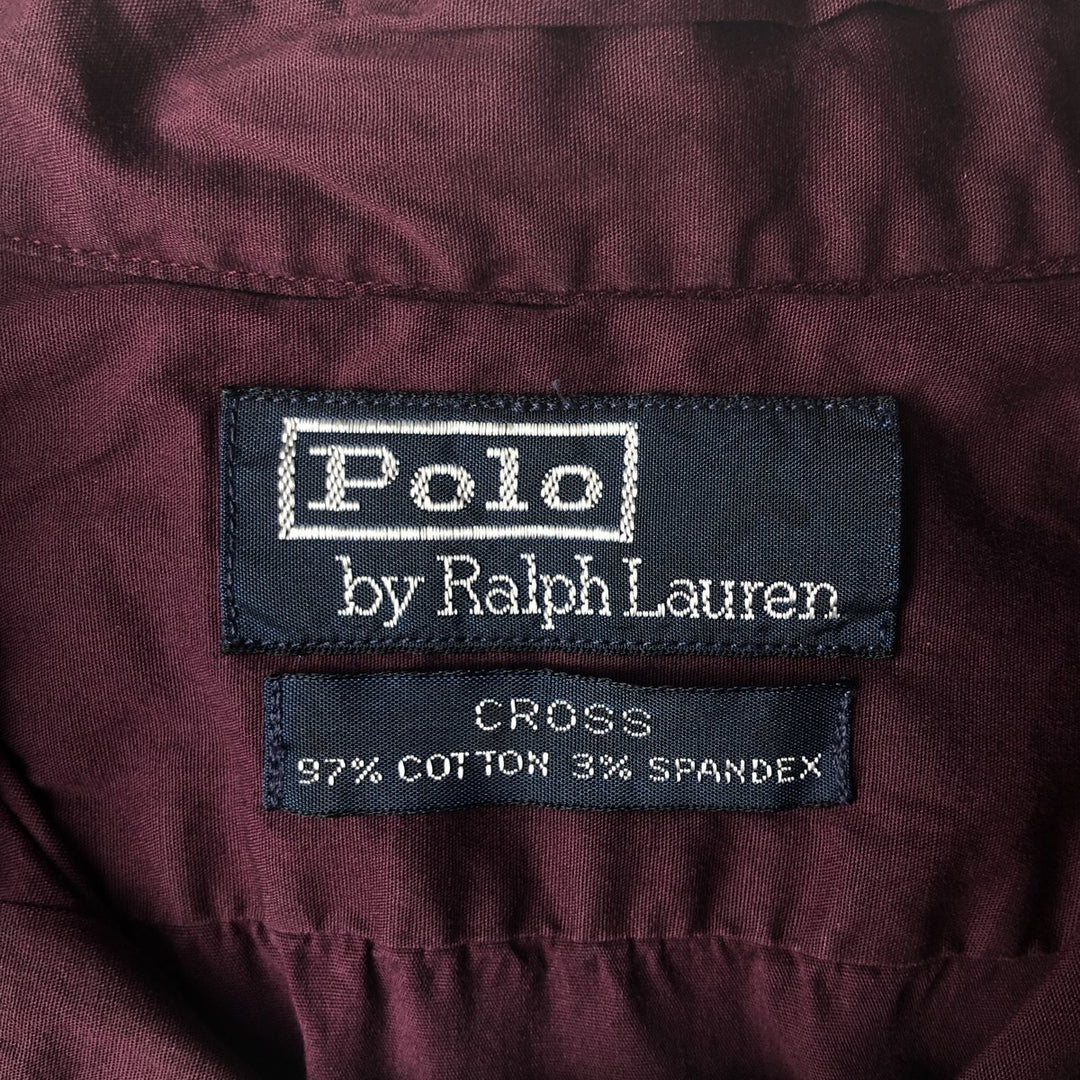 Ralph Lauren POLO by Ralph Lauren CROSS long-sleeved cotton shirt, men's size XL cotton wine-red Vintage Second Hand