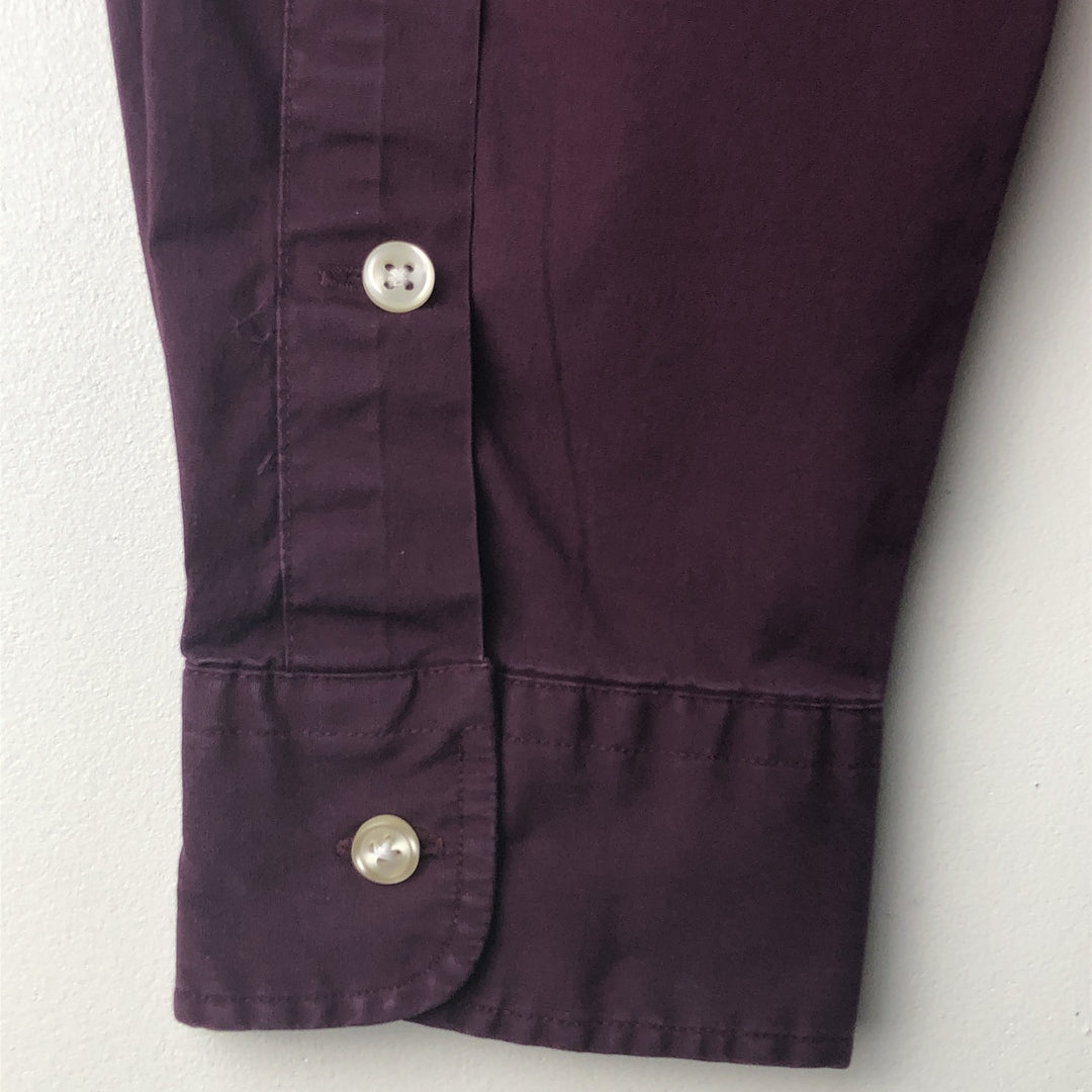 Ralph Lauren POLO by Ralph Lauren CROSS long-sleeved cotton shirt, men's size XL cotton wine-red Vintage Second Hand
