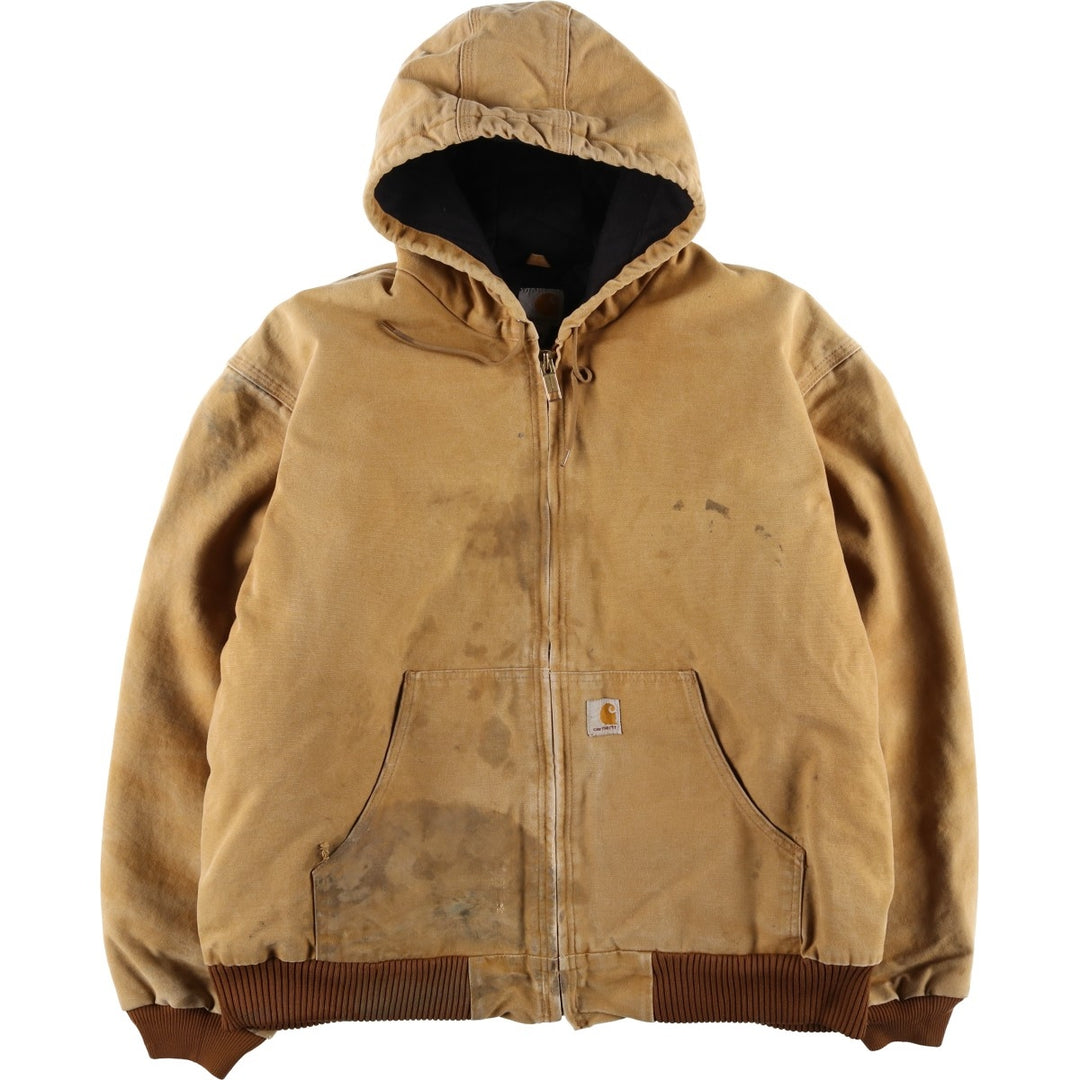 Carhartt Active Jacket, Padded Duck Full-Zip Hoodie, Made in USA, Men's XXL cotton brown type Vintage Second Hand