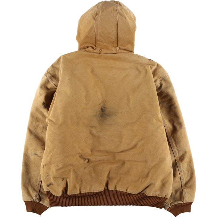 Carhartt Active Jacket, Padded Duck Full-Zip Hoodie, Made in USA, Men's XXL cotton brown type Vintage Second Hand