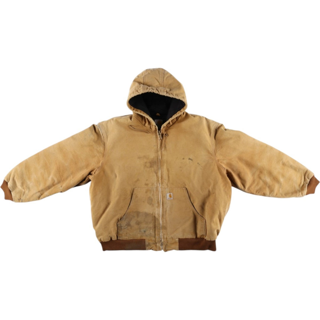 Carhartt Active Jacket, Padded Duck Full-Zip Hoodie, Made in USA, Men's XXL cotton brown type Vintage Second Hand